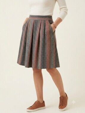 David Craig Sportswear Vintage Heritage Wool Pleated Skirt Library Dark Academia